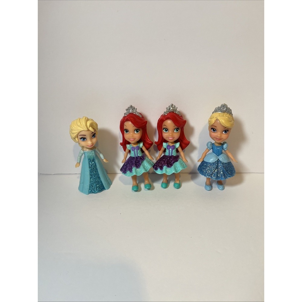 Lot Of 4 Disney Toddler Mini Princess Poseable Doll 3.5"